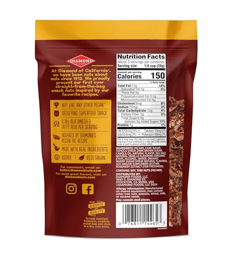DIAMOND OF CALIFORNIA PECAN PIE PECAN NUTS, 3.25 OZ.