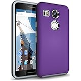 Nexus 5X Case, CellEver Dual Guard Protective Shock-Absorbing Scratch-Resistant Rugged Drop Protection Cover (Purple)