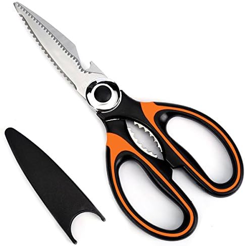 Premium Kitchen Shears - Akesky Prefessional Multi-Purpose Utility Scissors for Meat, Chicken, Fish, Vegetables, Beef and BBQ's - Bonus Shears Protection