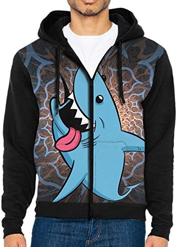 LANOMY Shark Bites The Ocean Men's Hooded Sweatshirts Casual Hoodies