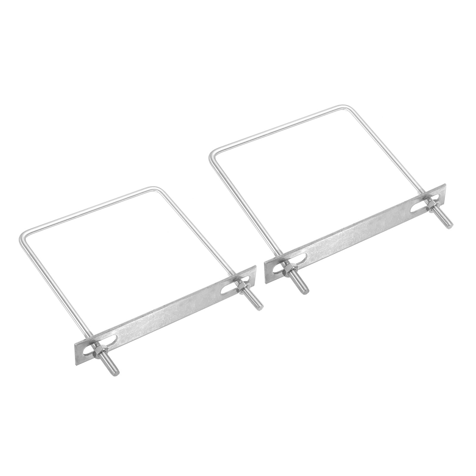 PATIKIL M8x150x180mm Square U-Bolts Kit, 2Set 304 Stainless Steel Square U Shaped Bolts Replacement Parts with Frame Plates and Nuts for Ski Board Sailboat Trailer
