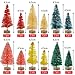 Yookat 40Pcs Mini Pine Trees Artificial Mini Trees with Wood Base Sisal Trees Bottle Brush Trees Assorted Color for Christmas Decoration Winter Ornaments DIY Crafts (Multicolor)