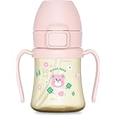 GROSMIMI x KNOTTED Flip Top Spill Proof Sippy Cup, PPSU, BPA Free, Stage 2 Straw for Toddlers (Sugar bear 6ox)