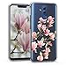 kwmobile Case Compatible with Huawei Mate 20 Lite - Crystal Clear TPU Silicone Protective Cover Full Body Case - Magnolias Light Pink/White/Transparent