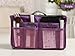 10 Different Colors Purse Organizer Insert Multi-function Cosmetic Storage Bag in Bag Purple-XB01009+Free Gift Phone Radiation Sticker