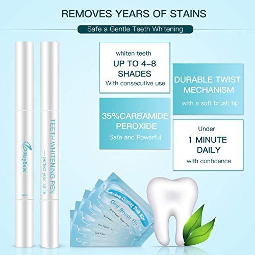 MayBeau Teeth Whitening Gel Pen Kit with Free Gifts of 5-Pack Deep Cleaning Teeth Wipes, Safe 35% Ca - //medicalbooks.filipinodoctors.org
