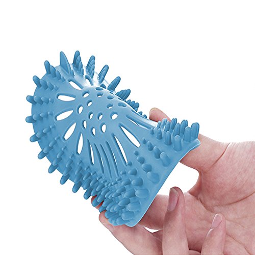 SLOGNNY Rubber Sink Strainer Drain Cover for Kitchen and Bathroom, Collecting Food Scraps Premium Hair Catcher, Widely Compatible and Unimpeded Drainage 5.2 inch 2 Pack (Baby Blue) - Thumbnail 4