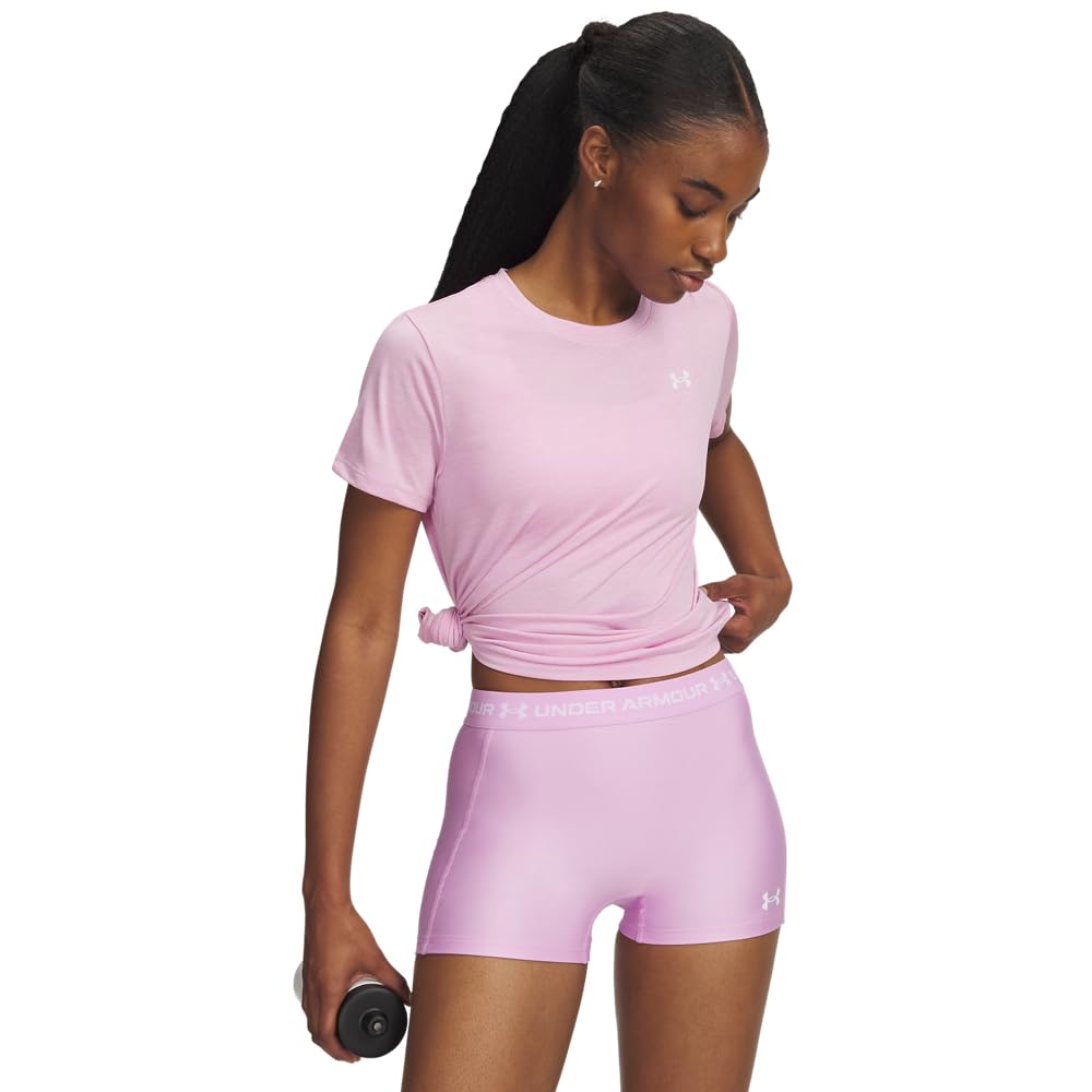 Under Armour Women's Tech Twist Short Sleeve Crew, (669) Pink Dawn / / White, XX-Large Image
