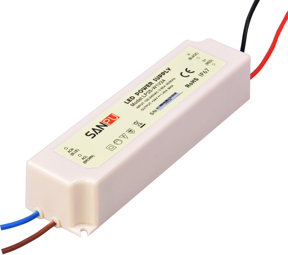 SMPS 35w 24v LED Switching Power Supply 1a Constant Voltage Driver 220v 230v ac/dc Lighting Transformer Waterproof IP67 (SANPU LP35-W1V24)