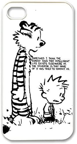 Amazing Painting Design with Calvin and Hobbes Thin &amp; Strong Plastic Shell Cover for iPhone 5 5s -White031311