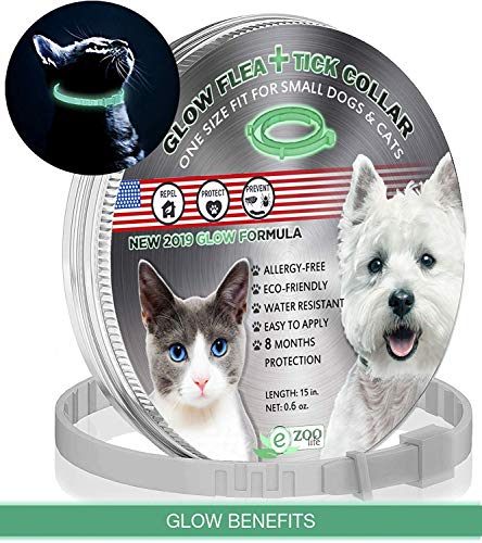 еZOOlife Glow ECO Pest Control Collar: Hypoallergenic Waterproof Protection Long Lasting Flea and Tick Prevention Fully Adjustable one Size fits All!
