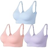 Amazingjoys Wireless Bras for Women Wirefree Seamless Bras No Underwire Comfort Bras with Removable Pads 3 Pack