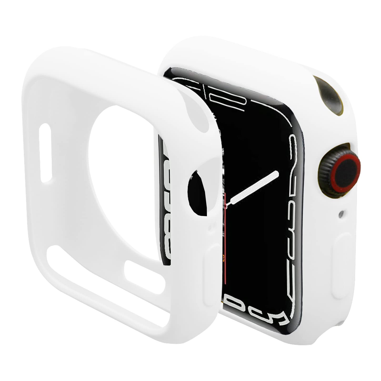 Miimall Bumper Case Compatible with Apple Watch Series 9/Series 8/Series 7 41mm, Soft TPU Ultra-thin Shell All-Around Protective Cover for Apple Watch Series 9 8 7 41mm-White