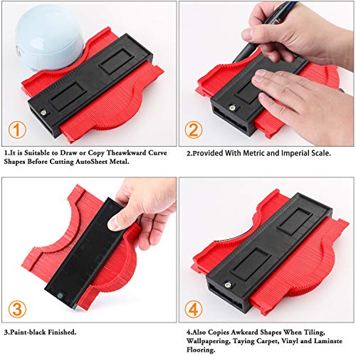 4 in 1 Contour Gauge, Apsung Profile Shape Duplicator, Precisely Measure Copy Ruler Contour Duplicator, Easy Cutting Irregular Shapes for Tiling Laminate Wood Marking Tool 10 Inch and 5 Inch - Thumbnail 3