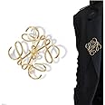 Women Metal Hollow Brooch Gold Plated Simple Sweater Shawl Pins Scarf Hat Lapel