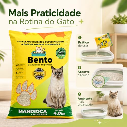 Areia Higiênica Granulado Para Gatos 4kg Mandioca + Minerais Super Premium Controle De Odores Alta Absorção Econômica Biodegradável Não Suja Patinhas Rende Mais Banheiro Sanitário Pet Premium Gato