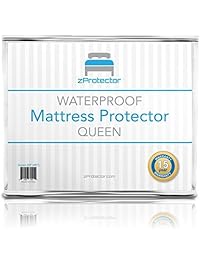 Queen Waterproof Mattress Protector by zProtector - Premium Hypoallergenic Protector - 15 Year Warranty