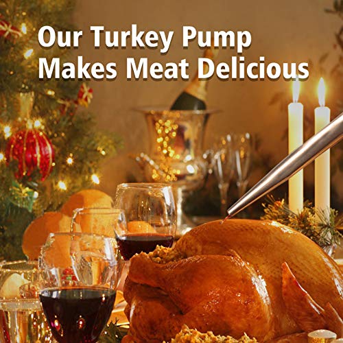 Turkey Baster Stainless Steel Spray Gun With Syringe,Baster for Cooking,5pcs Meat Injector Baster Syringe Needles -Cleaning Brush -Oil Stainless Steel Brushes (Red)