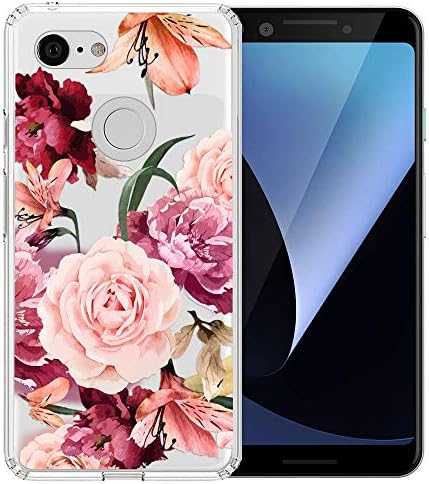 Topnow Google Pixel 3 Case, [Anti-Scratch PC + Shockproof Anti-Drop Soft TPU] Advanced Printing Pattern Phone Cases Glossy Drawing Design Cover for Google Pixel 3 - Roses Cluster