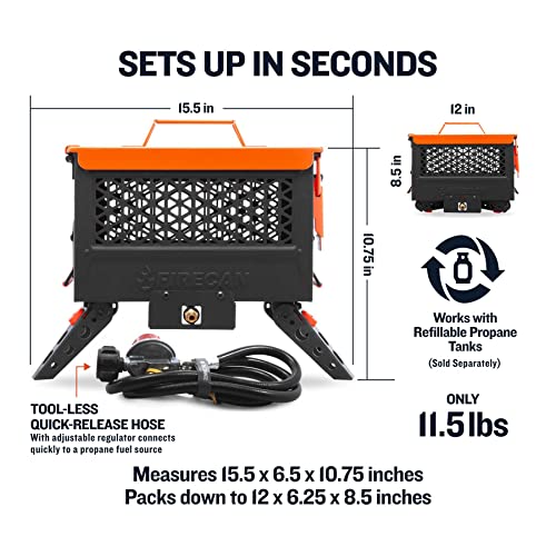 Ignik FireCan Portable Propane Fire Pit with Hose and Adjustable