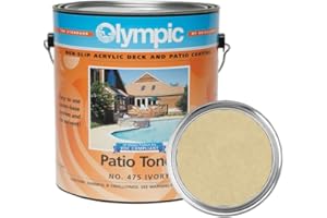 KELLEY TECHNICAL COATINGS Olympic Patio Tones - Ivory - 1 Gallon - Non-slip acrylic deck and patio coating, concrete restorer.