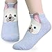 KONY Women's Girls Funny Crew Novelty Socks with Dogs Cats Owls Giraffe Cute Animals Printed Colorful Pattern (Lovely cats with Ear - 5 pairs)