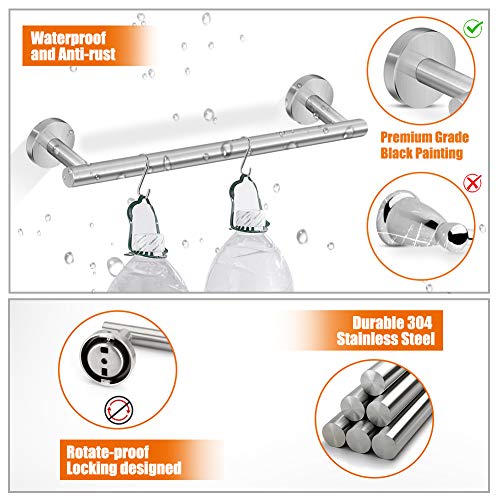 Tudoccy 5-Pieces Bathroom Hardware Set Brushed Nickel SUS304 Stainless Steel Round Wall Mounted - Includes 14" Hand Towel Bar, Toilet Paper Holder, 3 Robe Towel Hooks,Bathroom Accessories Kit ...