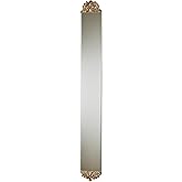 Touch of Class Belinda Slender Wall Mirror Panel with Floral and Leaf Motif - Aged Gold - Skinny Beveled Mirror for Bathroom,