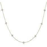 JL LITTLE FOREST Moissanite Necklace for Women, 925 Sterling Silver Station Choker Necklaces D Color VVS1 Clarity Lab Created Imitation-diamond Dainty Simple Jewelry with Certificate of Authenticity