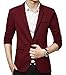 Men's Slim Fit Casual One Button Blazer Jacket (1416 Burgundy, M)