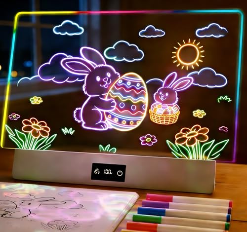 Photo 1 of TAEMVV LED Drawing Board for Kids, 16-Inch Rechargeable Light Up Dry Erase Board with 8 Colors, 3 Dynamic Modes, 6-Level Dimmer, 15H Battery, Built-in Stand & Full Kit