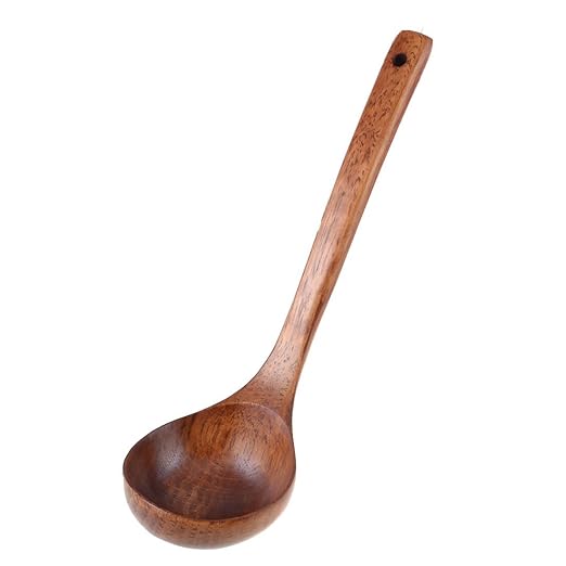 Straight Handle Wooden Wood Scoop Soup Spoon Ladle 11 Inch