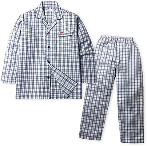 Amazon メンズ パジャマ 長袖 Edwin エドウィン ブランド 綿100 チェック柄 L グレー パジャマ 通販