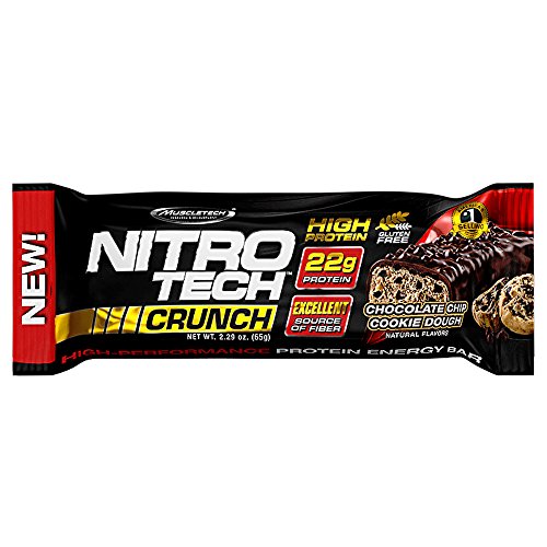 MuscleTech Nitro Tech Crunch Protein Bars, Chocolate Chip Cookie Dough, 12 Count