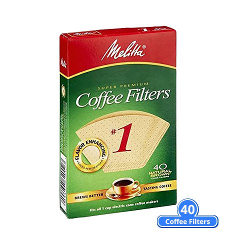 Melitta Cone Coffee Filters, Natural Brown, No. 1, 40-Count Filters