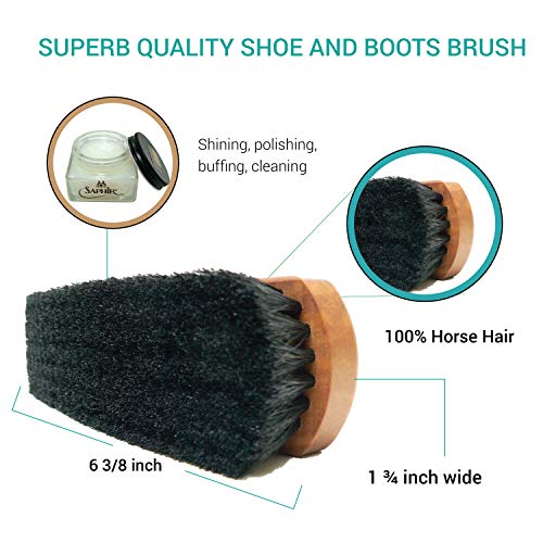 Valentino Garemi Premium Shoe Shine Brush- Brilliant Outcome Polisher- Genuine Horse Hair- Made in Germany- Dark Bristles