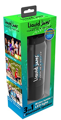 Liquid Jams Water Bottle with Bluetooth Speaker and LED Light - Black