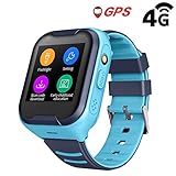 Kids Waterproof GPS Smart Watch, Laxcido 4G Children Video Phone Call Real-time Tracking Camera SOS Alarm Geo-Fence Touch Screen Monitoring Health Steps Flashlight Anti-Lost GPS Tracker Watch (Blue)