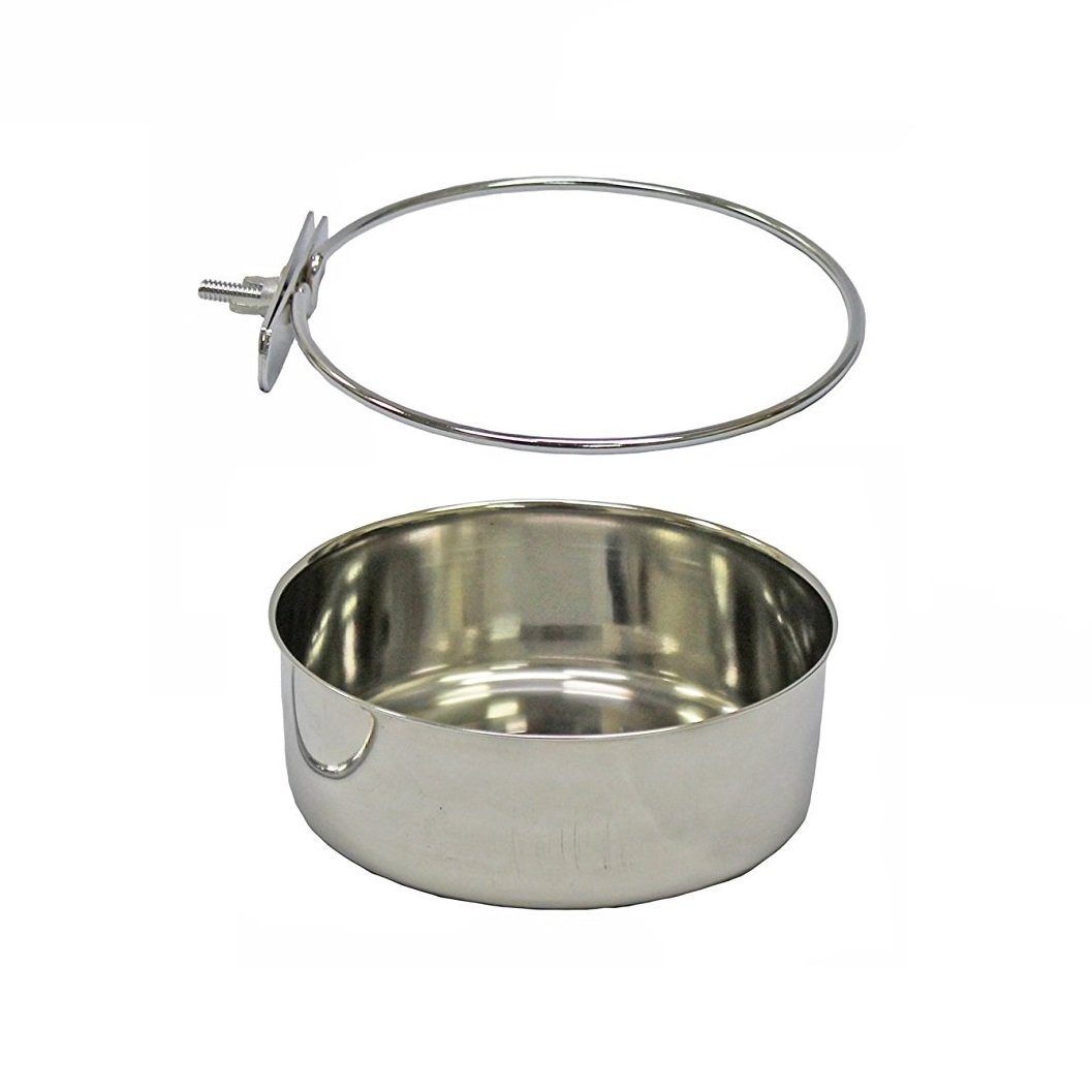 Pet Dog Coop Cups Stainless Steel Feeding Bowl with Clamp - Detachable Dog Cat Cage Kennel Hanging Bowl Metal Food Water Feeder (XL)