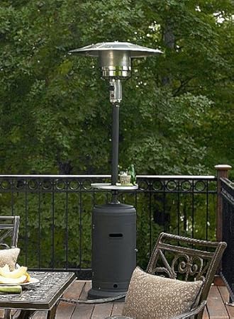Amazon Com Hiland Hlds01 Wcbt 48 000 Btu Propane Patio Heater W Wheels And Table Large Hammered Silver Portable Outdoor Heating Garden Outdoor