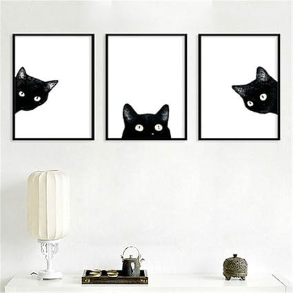 Ssltdm Peinture Sur Toile Noir Et Blanc Chat Minimaliste Animaux Decoration Maison Peinture Salon Impression Jet D Encre Murale Sans Cadre 10x15cm Amazon Fr Cuisine Maison