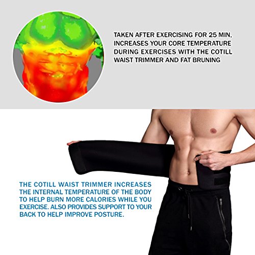 Cotill Waist Trimmer Ab Belt for Men Women - 3 Adjustable Closure Waist Trainer - Stomach Wrap Slimming Sauna Weight Loss Belts and Lower Back Lumbar Support (Medium)