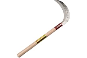 KEYI Steel Grass Sickle,Clearing Sickle,Manganese Steel Blade/Hardwood Handle Hand held Sickle Tool - Multipurpose Gardening Weeding Grass Sickle and Farming Portable Safety Sickle