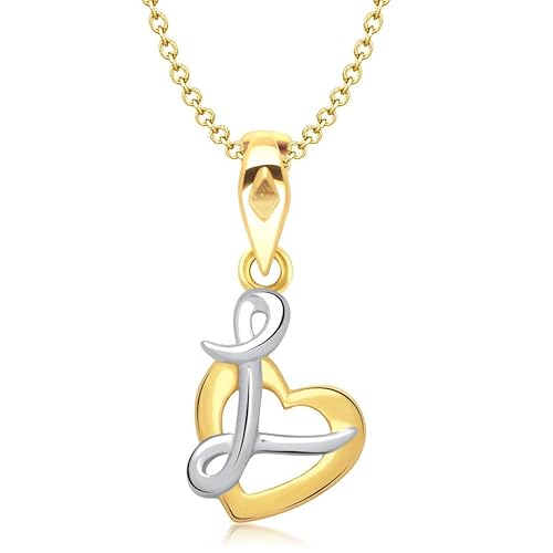 Vina Jewels Valentine Love Sign Heart Shape Gold and Rhodium plated Pendant - P1146G [VKP1146G]