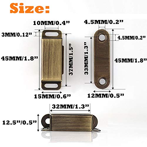 Cabinet Door Catch with Strong Magnetic, Bronze (Pack of 6)