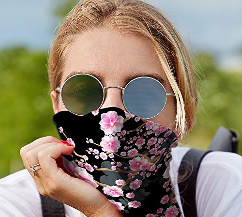 WIRESTER Bandana Mask, Headwear, Scarf for Running, Cycling, Fishing, UV Protection - Falling Pink Flower - Thumbnail 2