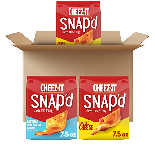 CheezIt Snap'd Cheese Cracker Chips, Thin Crisps, Bulk Lunch Snacks