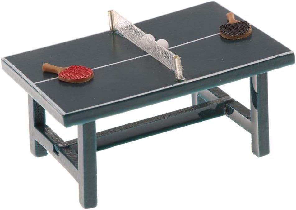 FUNDIY 1:12 Dollhouse Miniatures Mini Table Tennis Set Kids Table Top Table Tennis Game Xmas Present