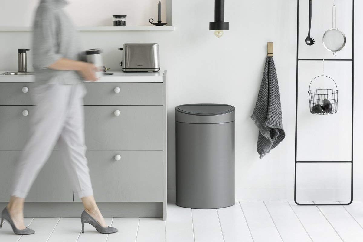 Brabantia Touch Bin New Recycle 10 + 23 Litre Inner Buckets (Platinum) FlatBacked Waste