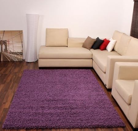 DIVA Shaggy Lila Violet Hochflor Langflor Teppich UNI ...